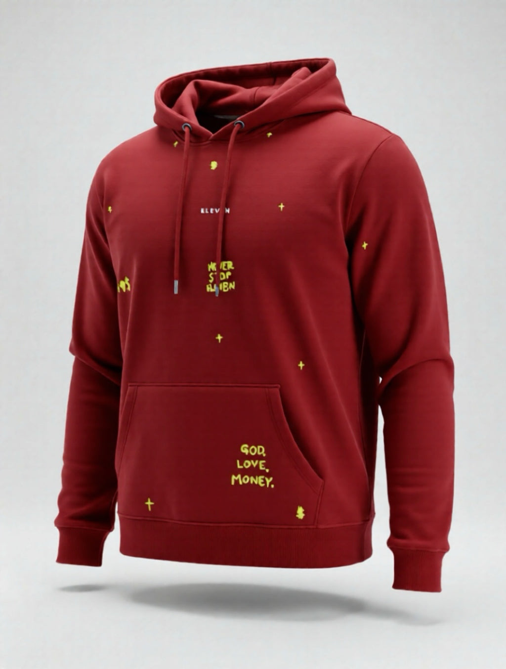 GOD. LOVE. MONEY. HOODIE -RED