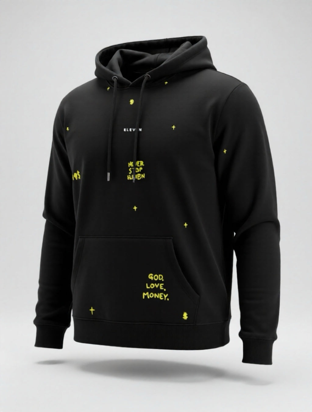 GOD. LOVE . MONEY. HOODIE - BLACK